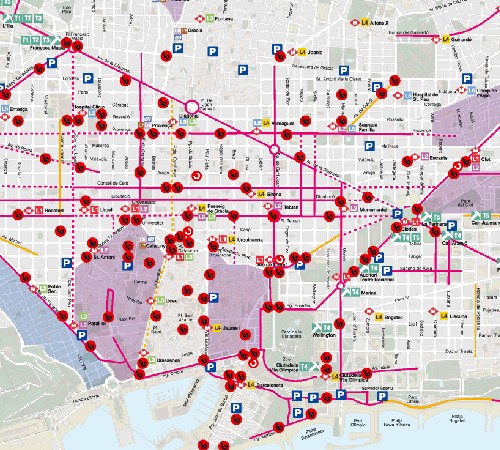 Mapa Carril Bici en Barcelona